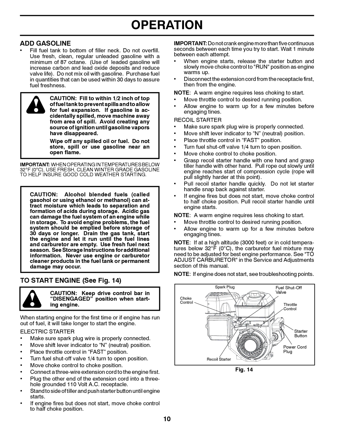 Husqvarna DRT900E owner manual ADD Gasoline, To Start Engine See Fig 