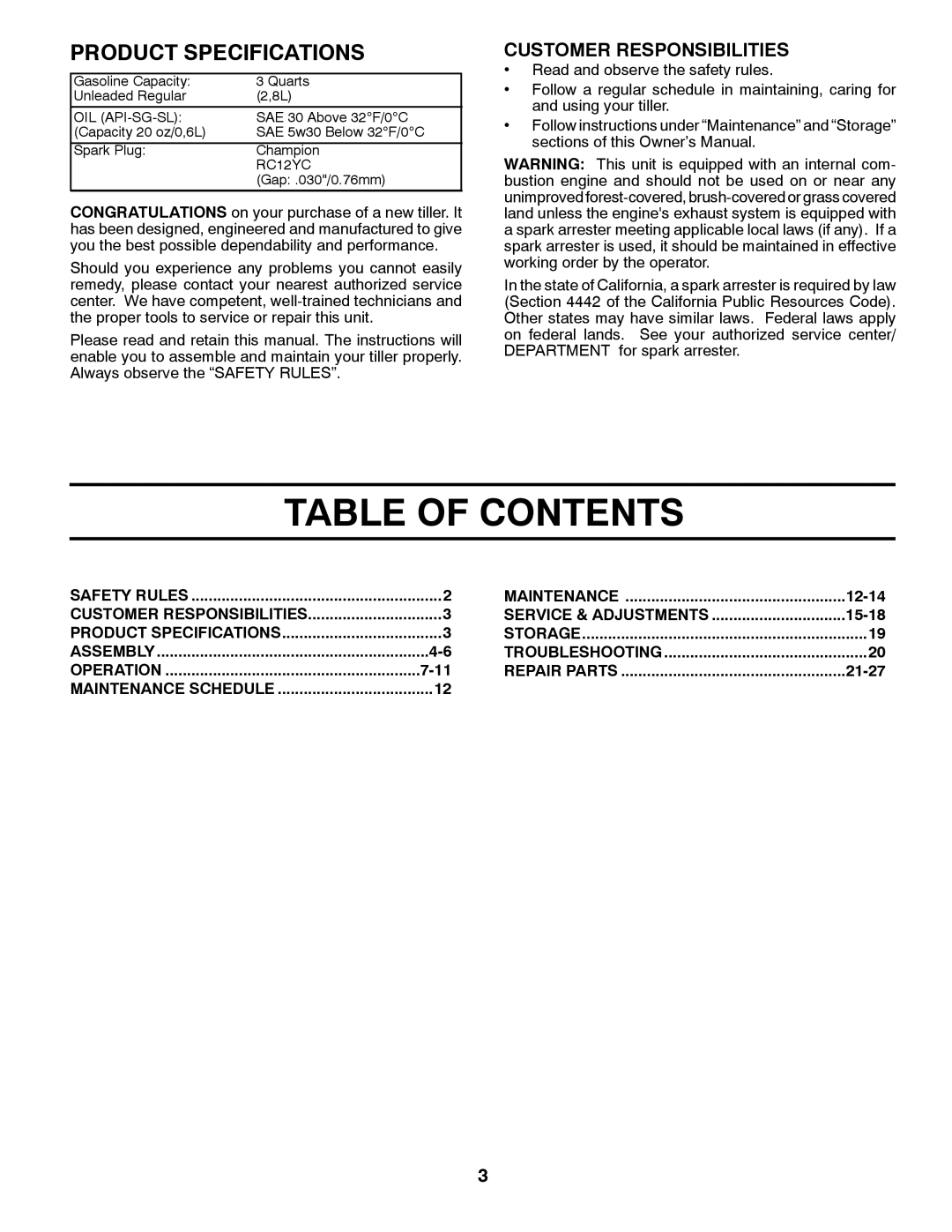 Husqvarna DRT900E owner manual Table of Contents 