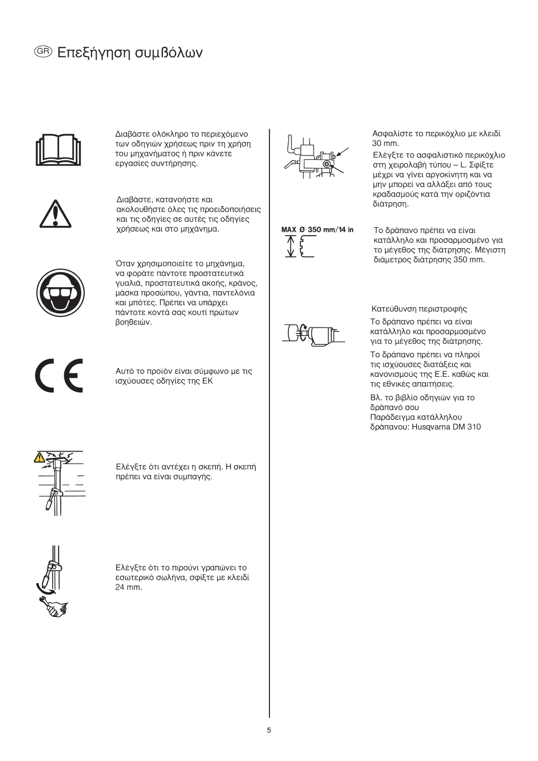 Husqvarna DS 50 manuel dutilisation GR ∂ÂÍ‹ÁËÛË Û˘ÌßﬁÏˆÓ, ·ÙÂ‡ı˘ÓÛË ÂÚÈÛÙÚÔÊ‹˜ 