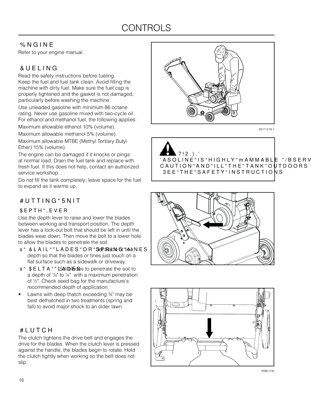 Husqvarna DT18BF, SD22B5DSA, 966067101, DTF6(BF), 966067001, 966067201 manual Engine, Fueling, Cutting Unit, Clutch, Depth Lever 