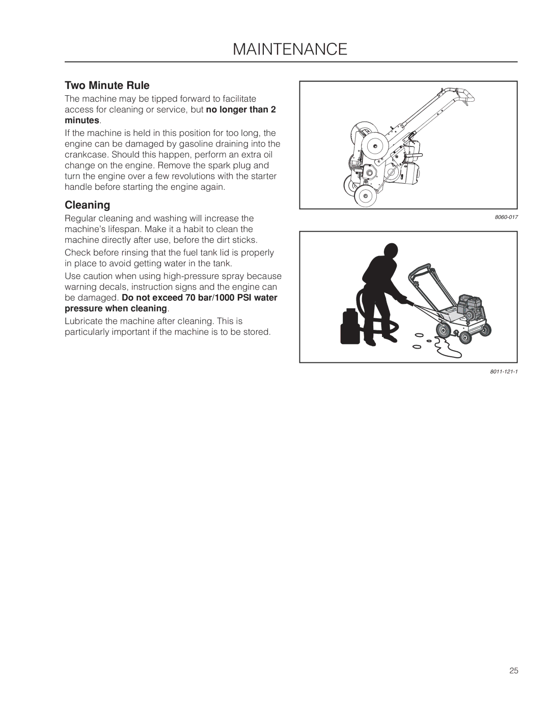 Husqvarna SD22B5DSA, DT18BF, 966067101, DTF6(BF), 966067001, 966067201, DTF226, 966067801 manual Two Minute Rule, Cleaning 