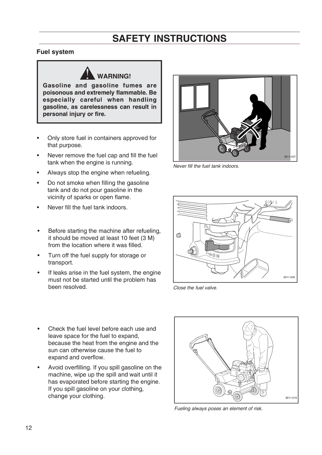 Husqvarna DT22 manual Fuel system 