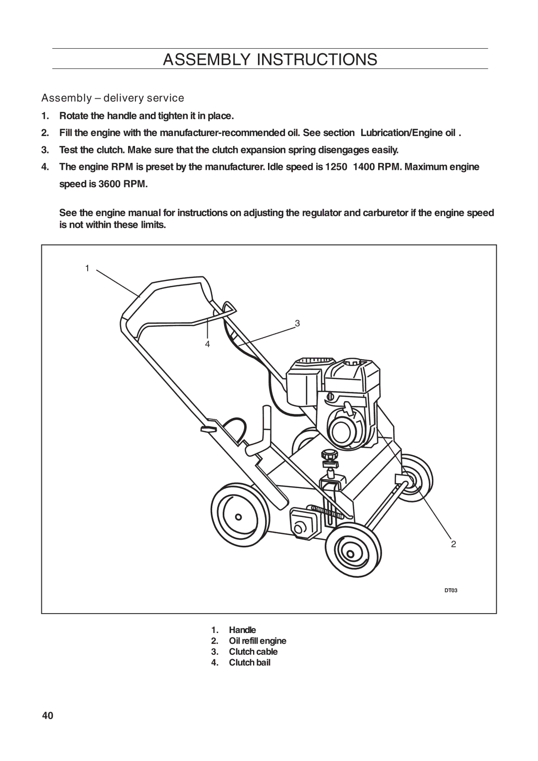 Husqvarna DT22 manual Assembly Instructions, Assembly delivery service 