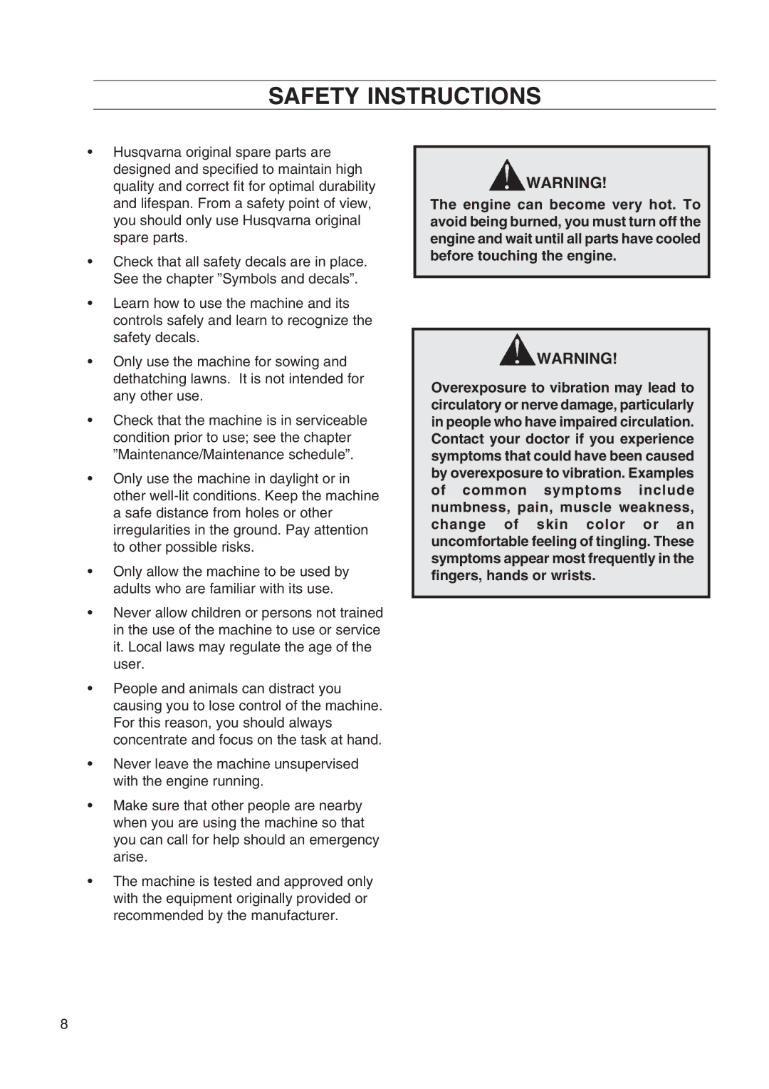 Husqvarna DT22 manual Safety Instructions 