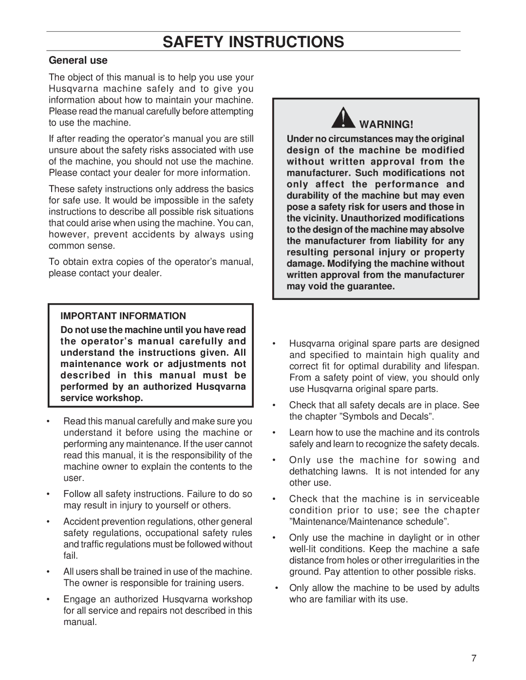 Husqvarna DT22H5NRA, DT22B5NRA, DT22B5FA, DT22H5FA, DT22B5DSA, DT22NEFA manual Safety Instructions, General use 