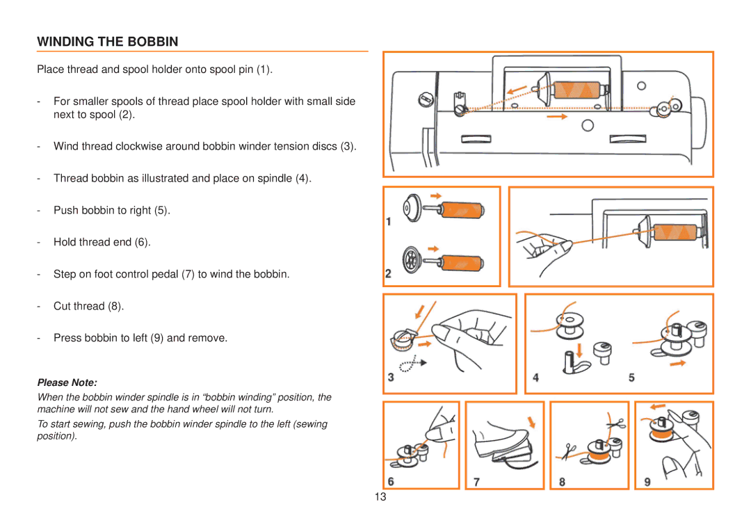 Husqvarna E10 manual Winding the Bobbin, Please Note 