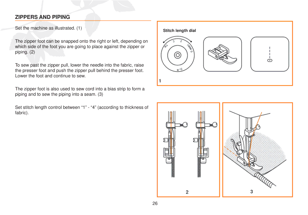 Husqvarna E10 manual Zippers and Piping 