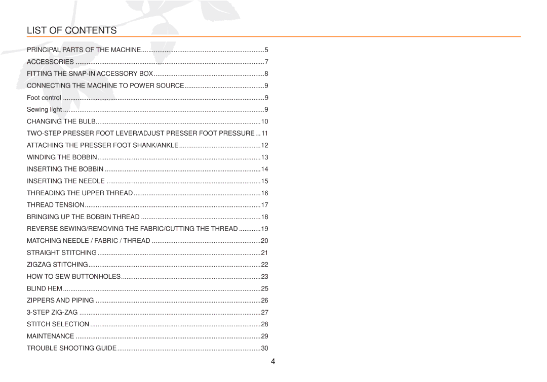 Husqvarna E10 manual List of Contents 