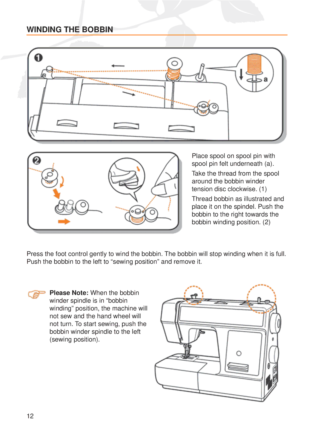 Husqvarna E20 manual Winding the Bobbin 