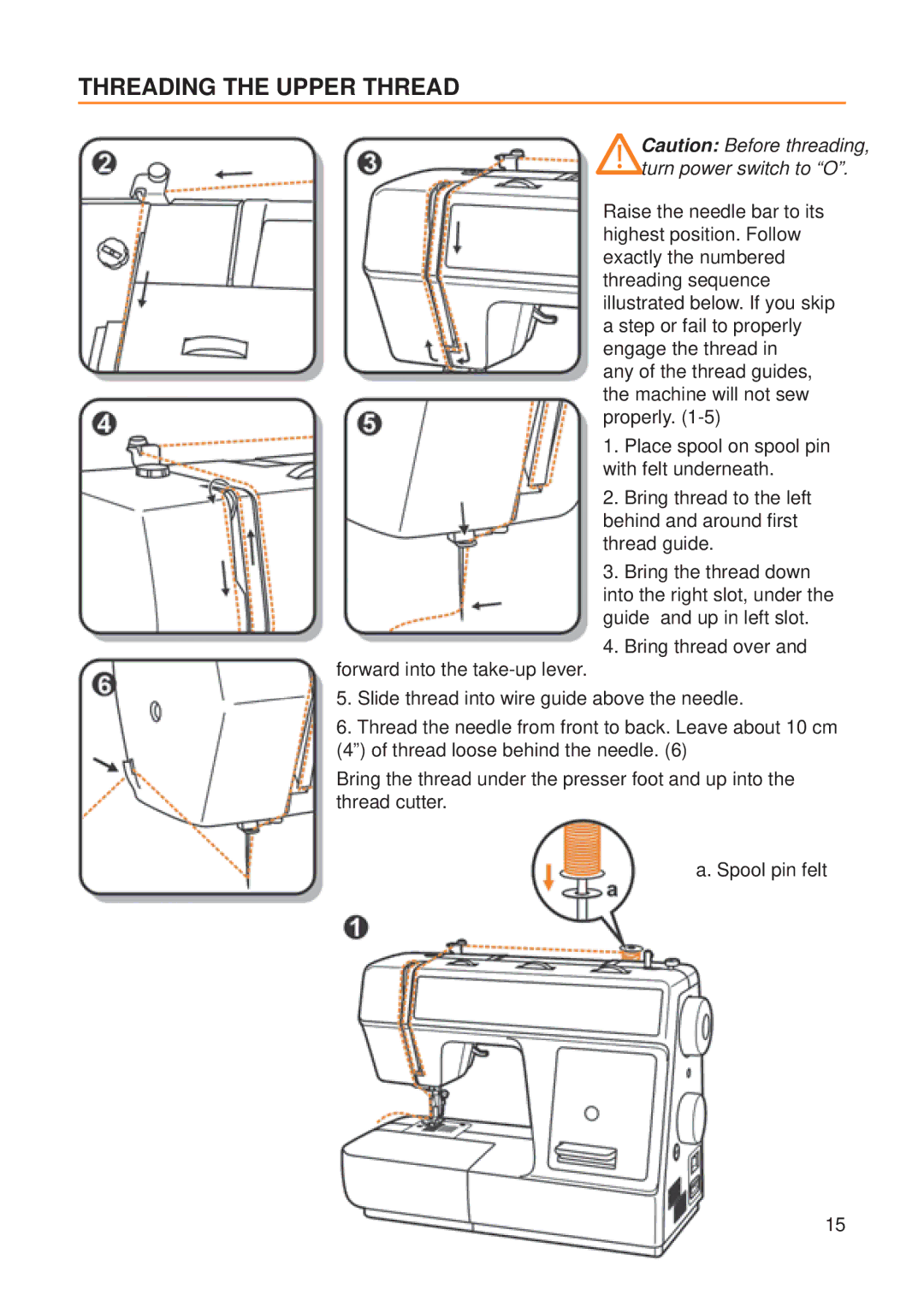 Husqvarna E20 manual Threading the Upper Thread 