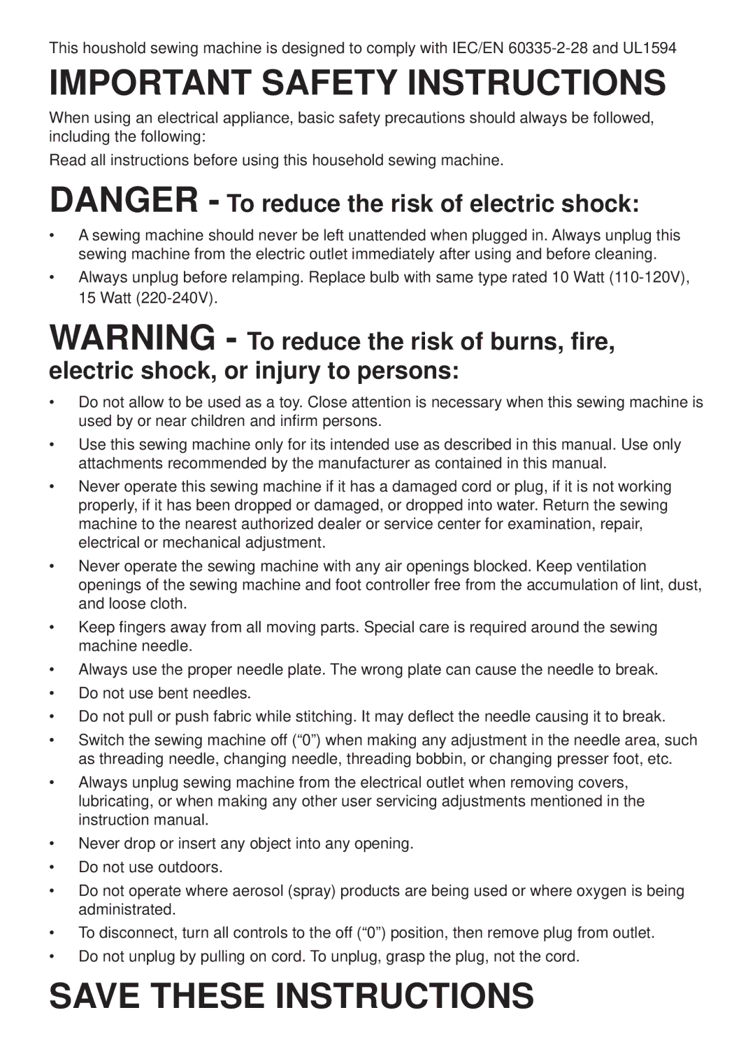 Husqvarna E20 manual Important Safety Instructions 