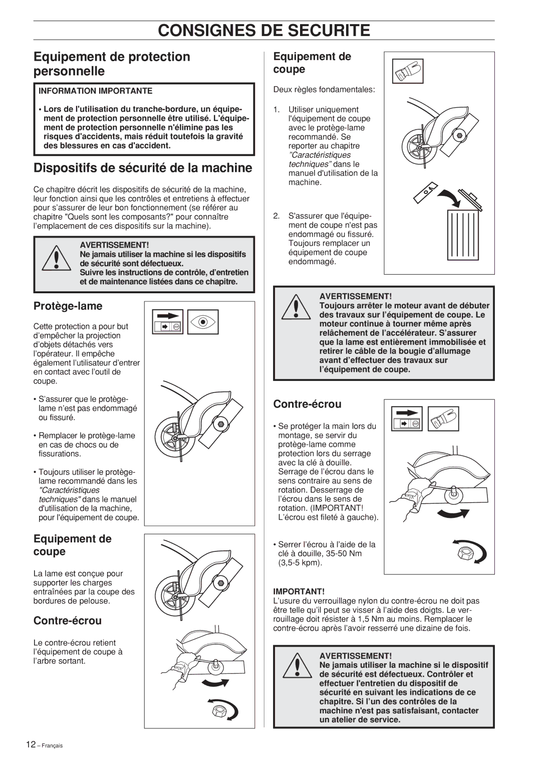 Husqvarna Edger Attachment manuel dutilisation Consignes DE Securite, Equipement de protection, Personnelle 