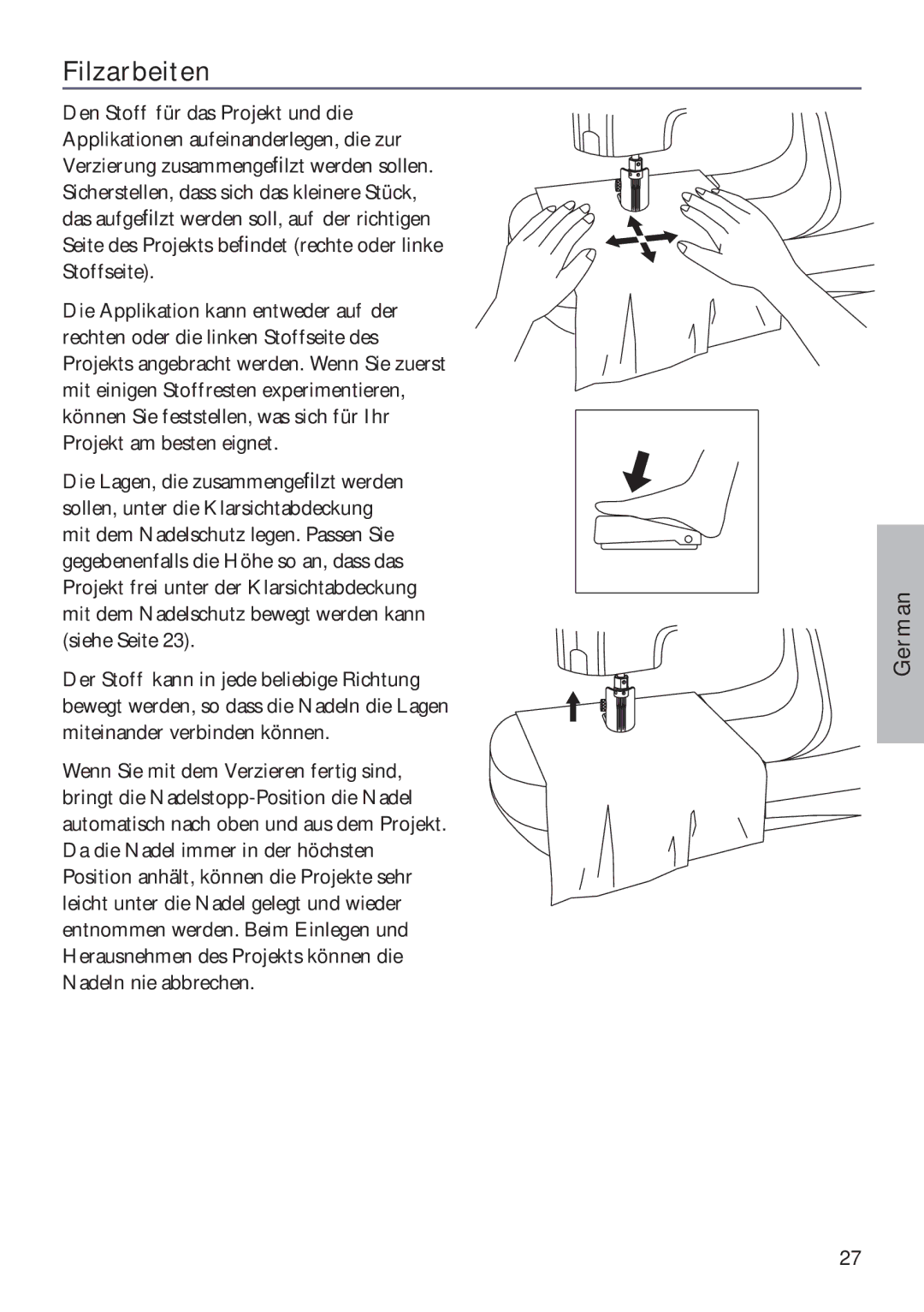 Husqvarna ER10 manual Filzarbeiten 