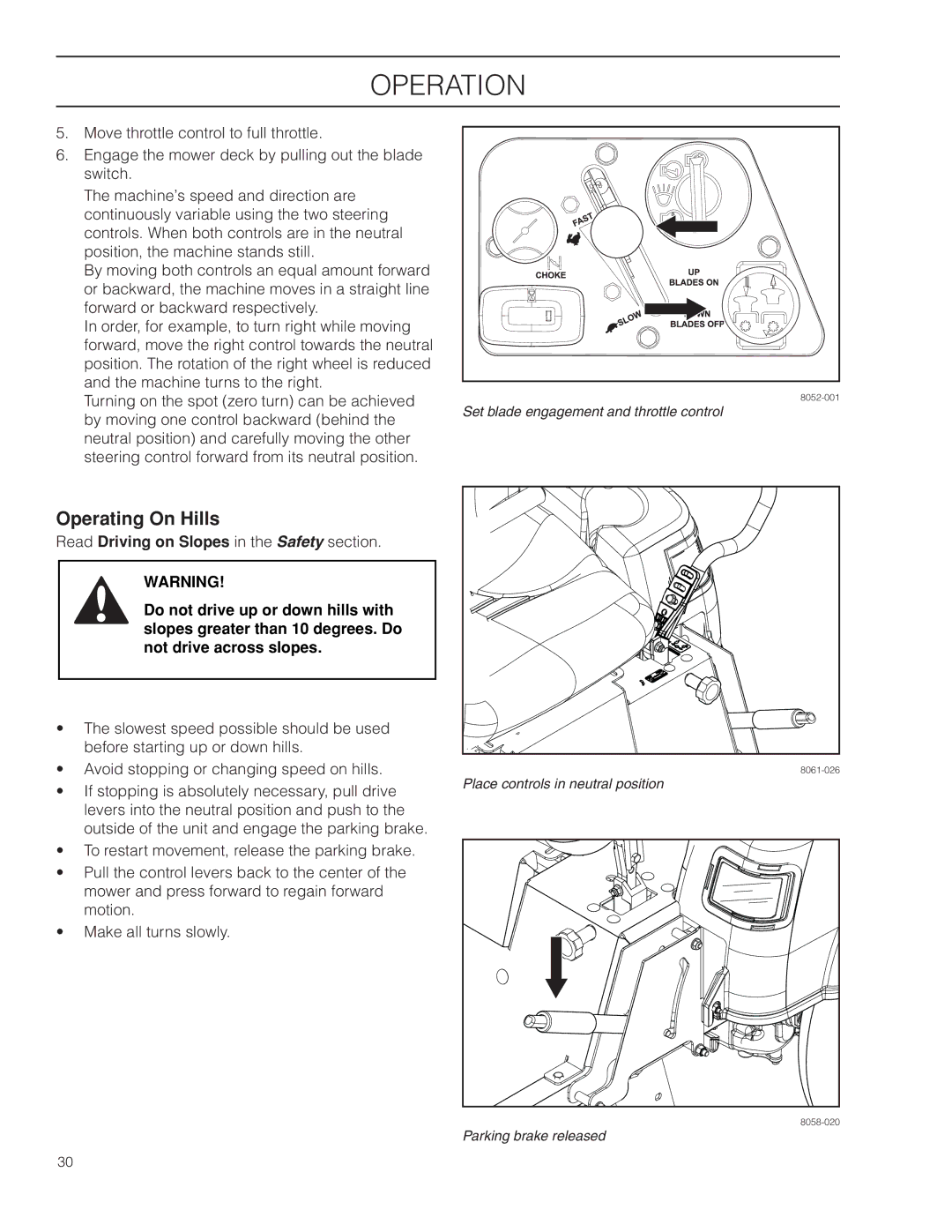 Husqvarna EZ4824/ 966612901, EZ24T/ 966659601, EZ4824 CA/ 966659501 warranty Operating On Hills 