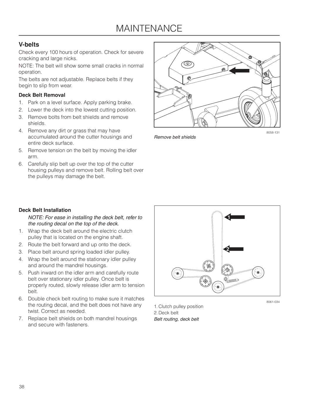 Husqvarna EZ4824 CA/ 966659501, EZ4824/ 966612901, EZ24T/ 966659601 warranty Belts, Deck Belt Removal 