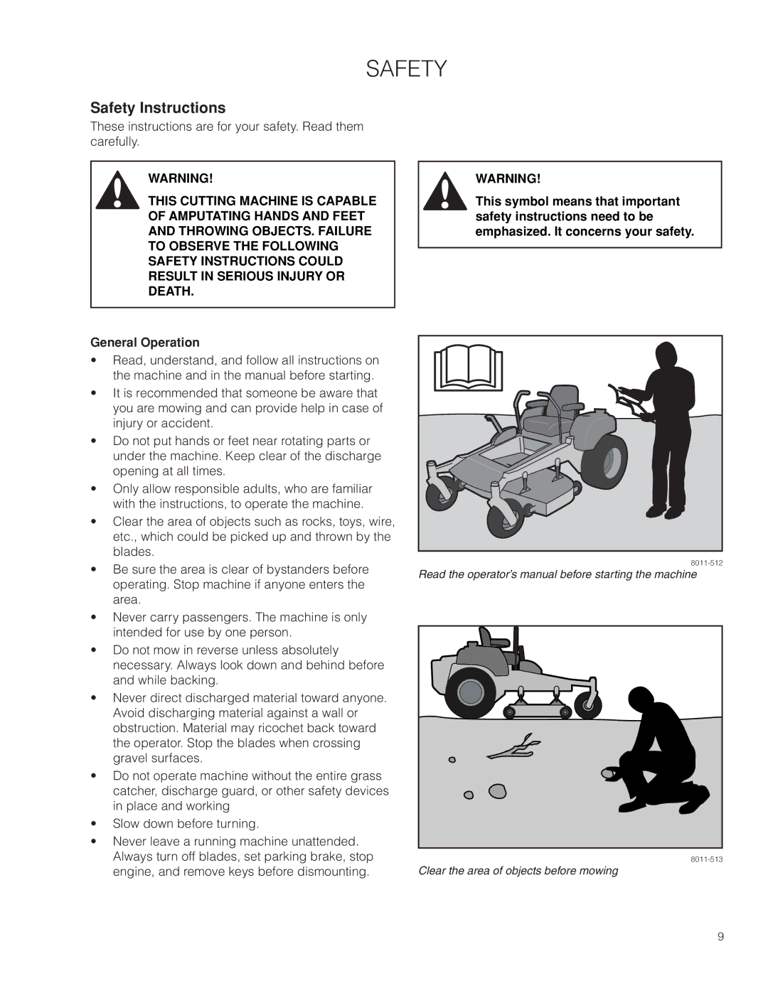 Husqvarna EZ4824/ 966612901, EZ24T/ 966659601, EZ4824 CA/ 966659501 warranty Safety Instructions 