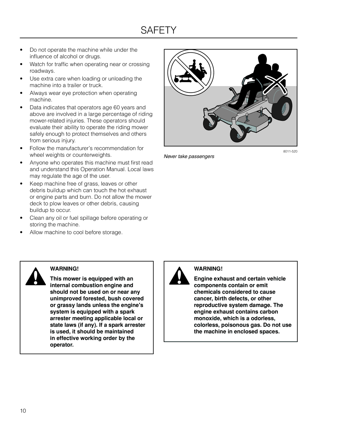 Husqvarna EZ4824 BF manual Never take passengers 