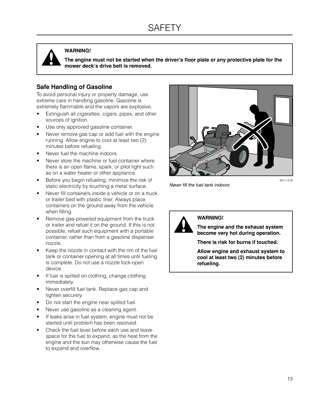 Husqvarna EZ4824 BF manual Safe Handling of Gasoline 