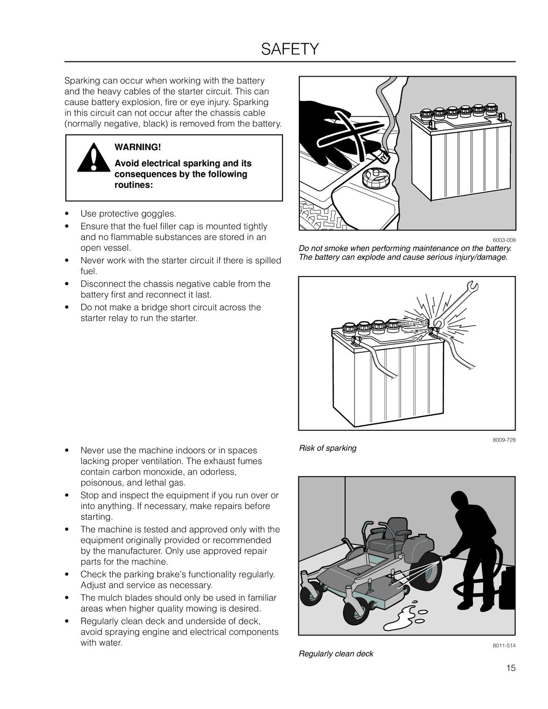 Husqvarna EZ4824 BF manual Risk of sparking 