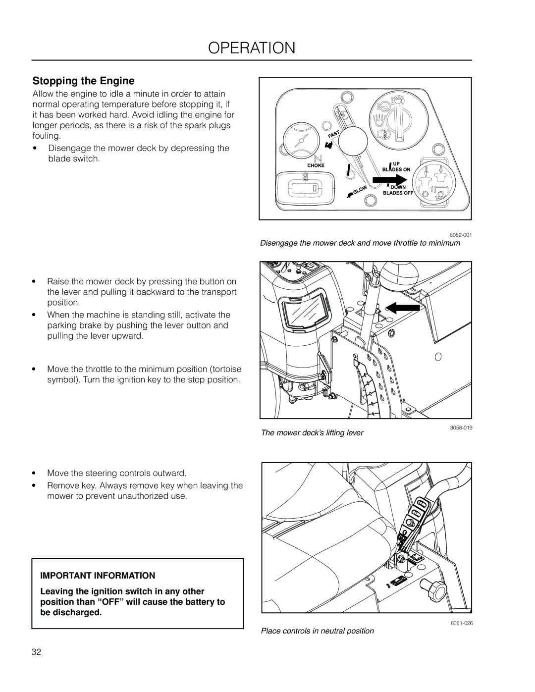 Husqvarna EZ4824 BF manual Stopping the Engine 