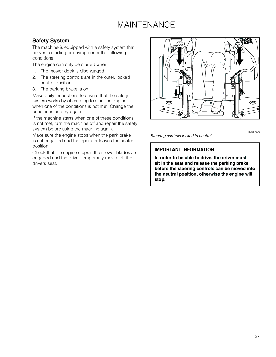 Husqvarna EZ4824 BF manual Safety System 