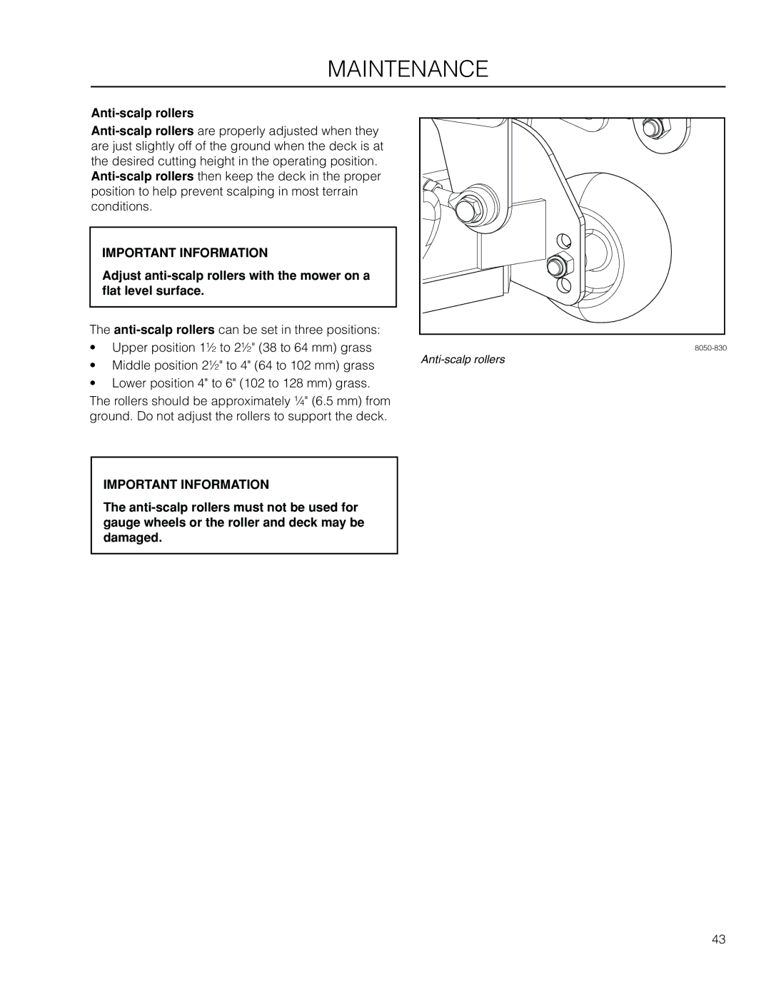 Husqvarna EZ4824 BF manual Anti-scalp rollers 