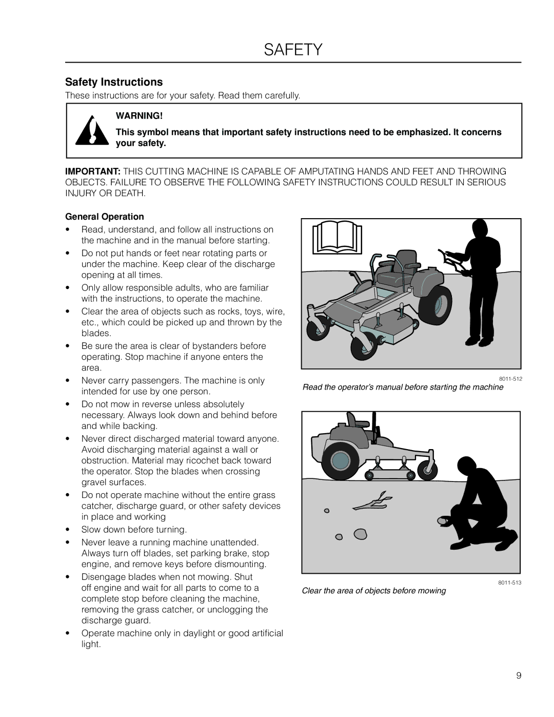 Husqvarna EZ4824 BF manual Safety Instructions, General Operation 