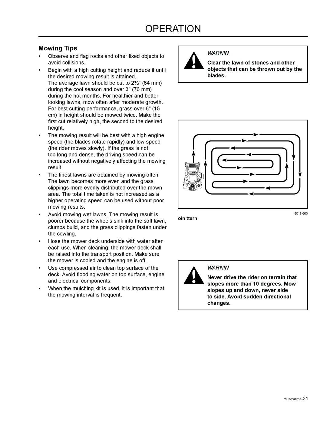 Husqvarna EZC4824 / 966038501, EZ6124 / 966038401, EZ4824 / 965880401 manual Mowing Tips 