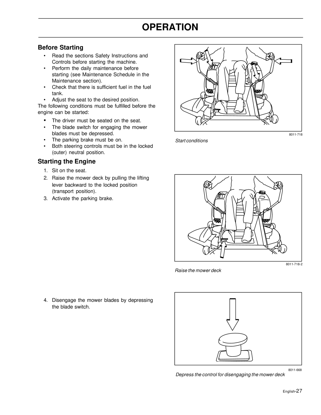 Husqvarna EZ5226, EZ6124, EZ4822, EZ4621, EZ4220 manual Before Starting, Starting the Engine 