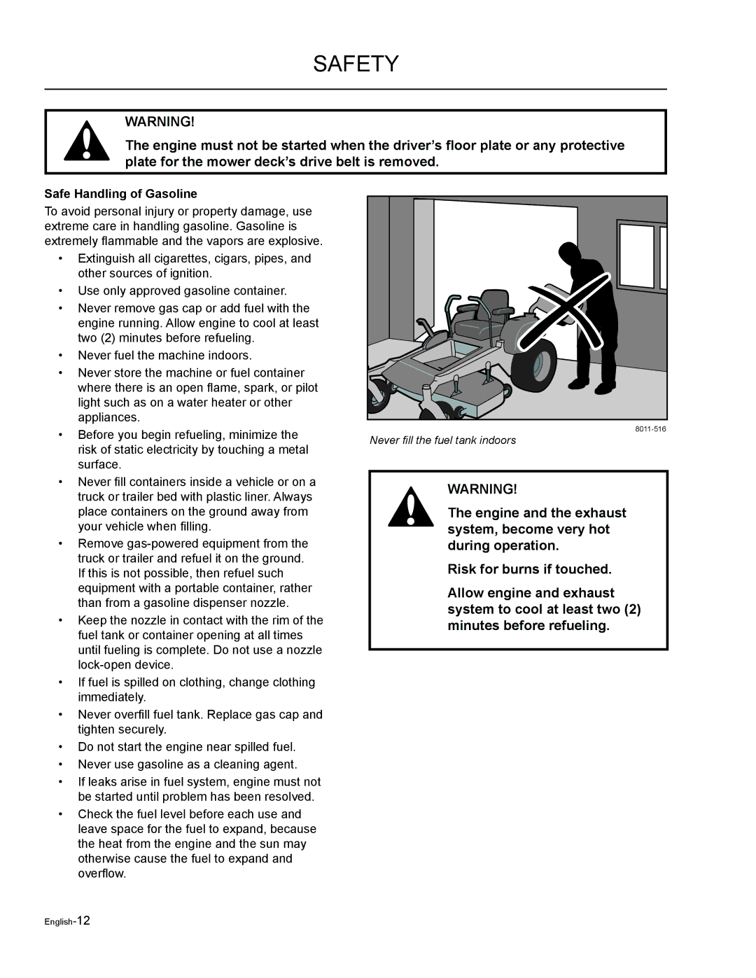 Husqvarna EZF 3417/ 965879301 manual Safe Handling of Gasoline 