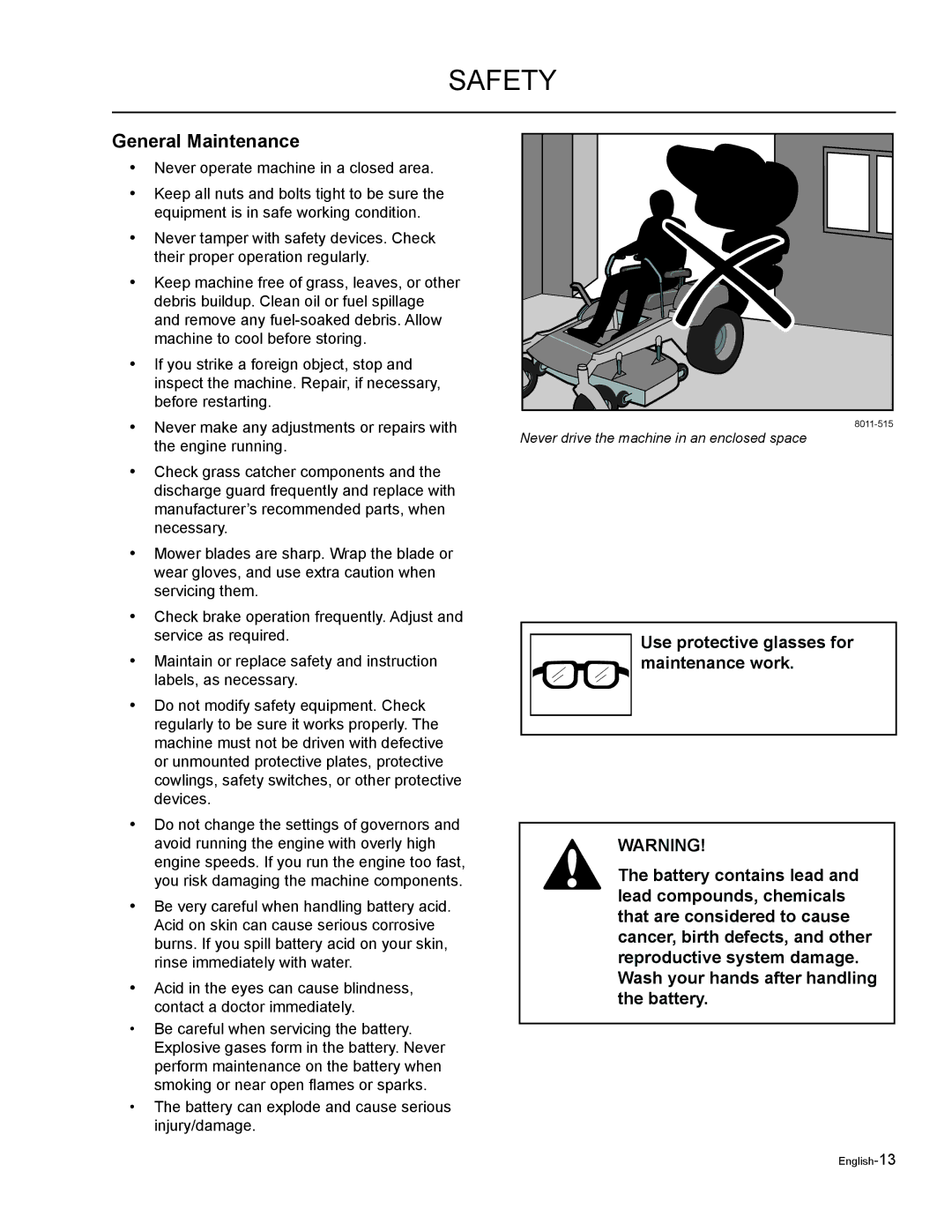 Husqvarna EZF 3417/ 965879301 manual General Maintenance 