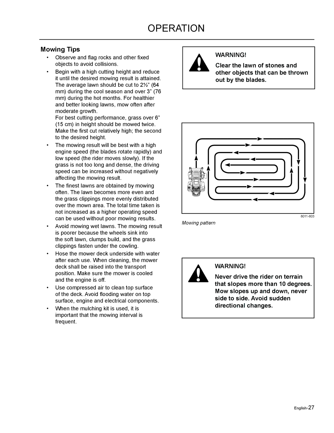 Husqvarna EZF 3417/ 965879301 manual Mowing Tips 