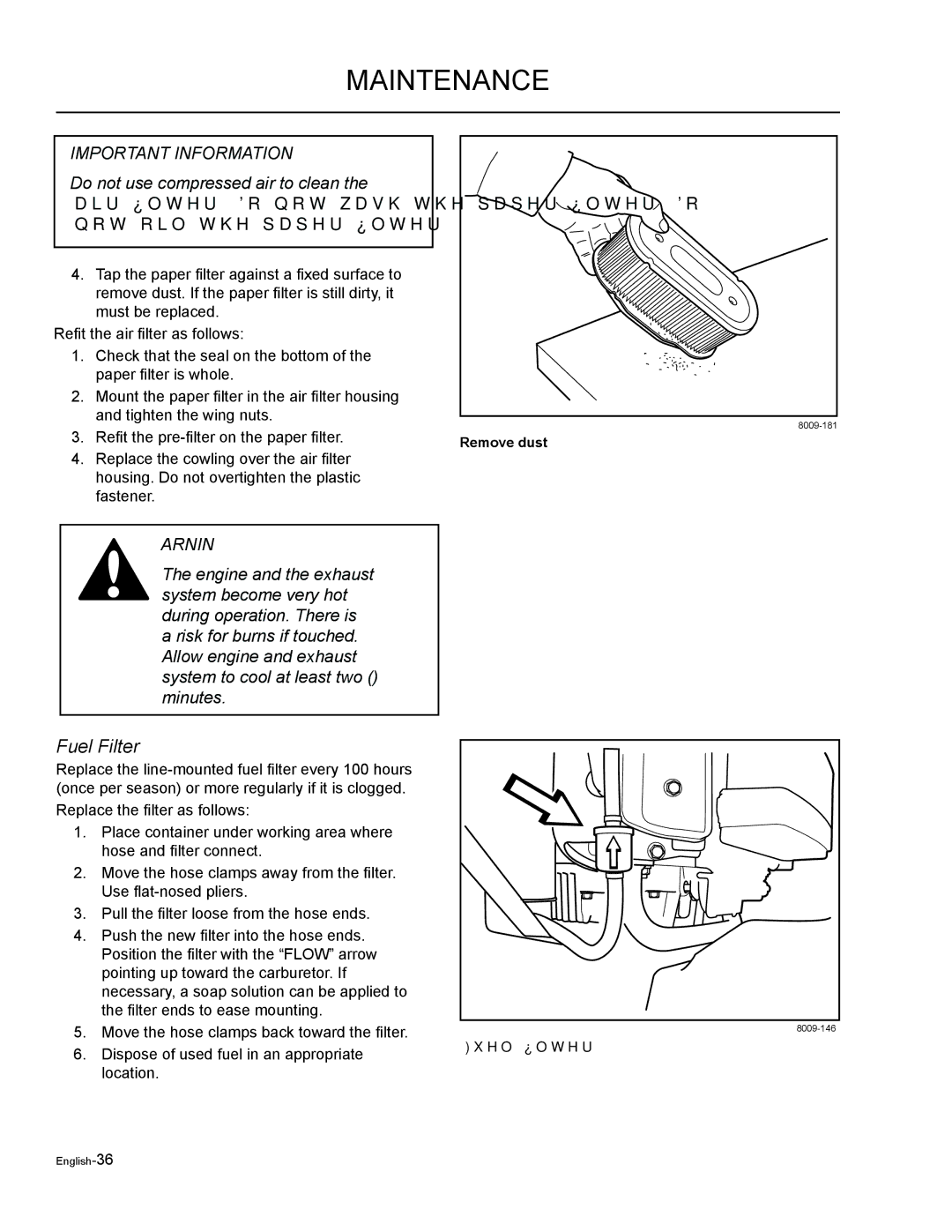 Husqvarna EZF 3417/ 965879301 manual Fuel Filter 