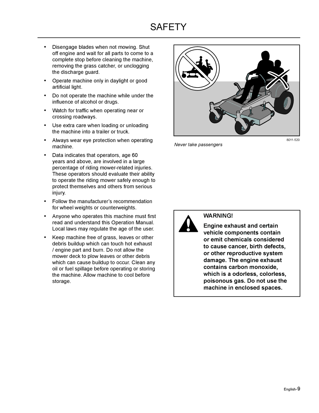 Husqvarna EZF 3417/ 965879301 manual Never take passengers 