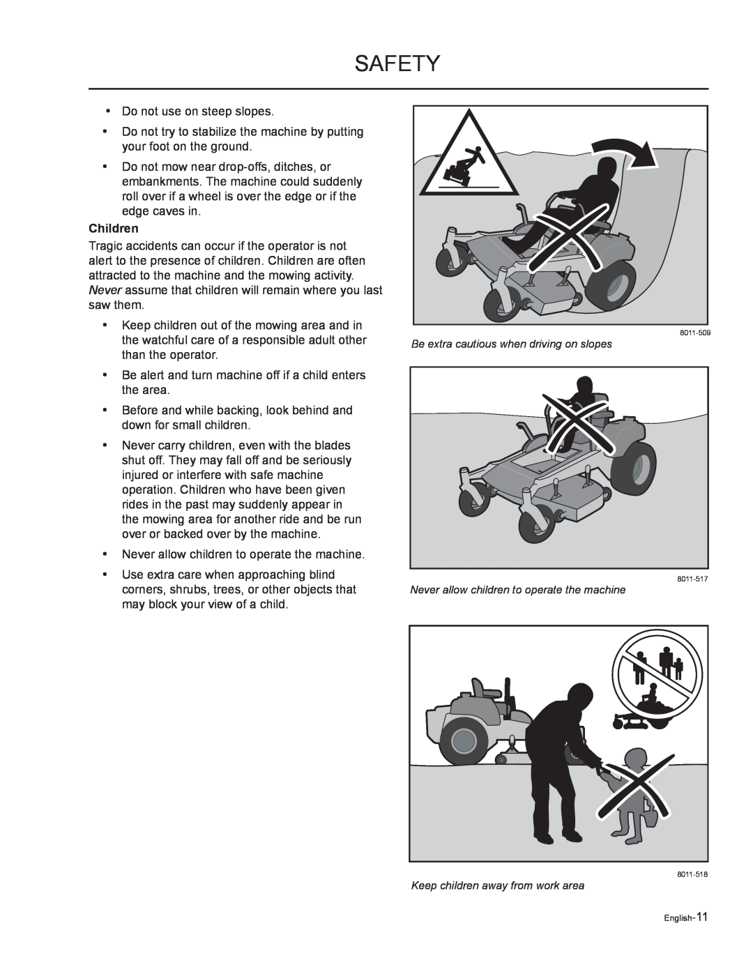 Husqvarna EZF 3417/ 965879301 manual Safety, Children 