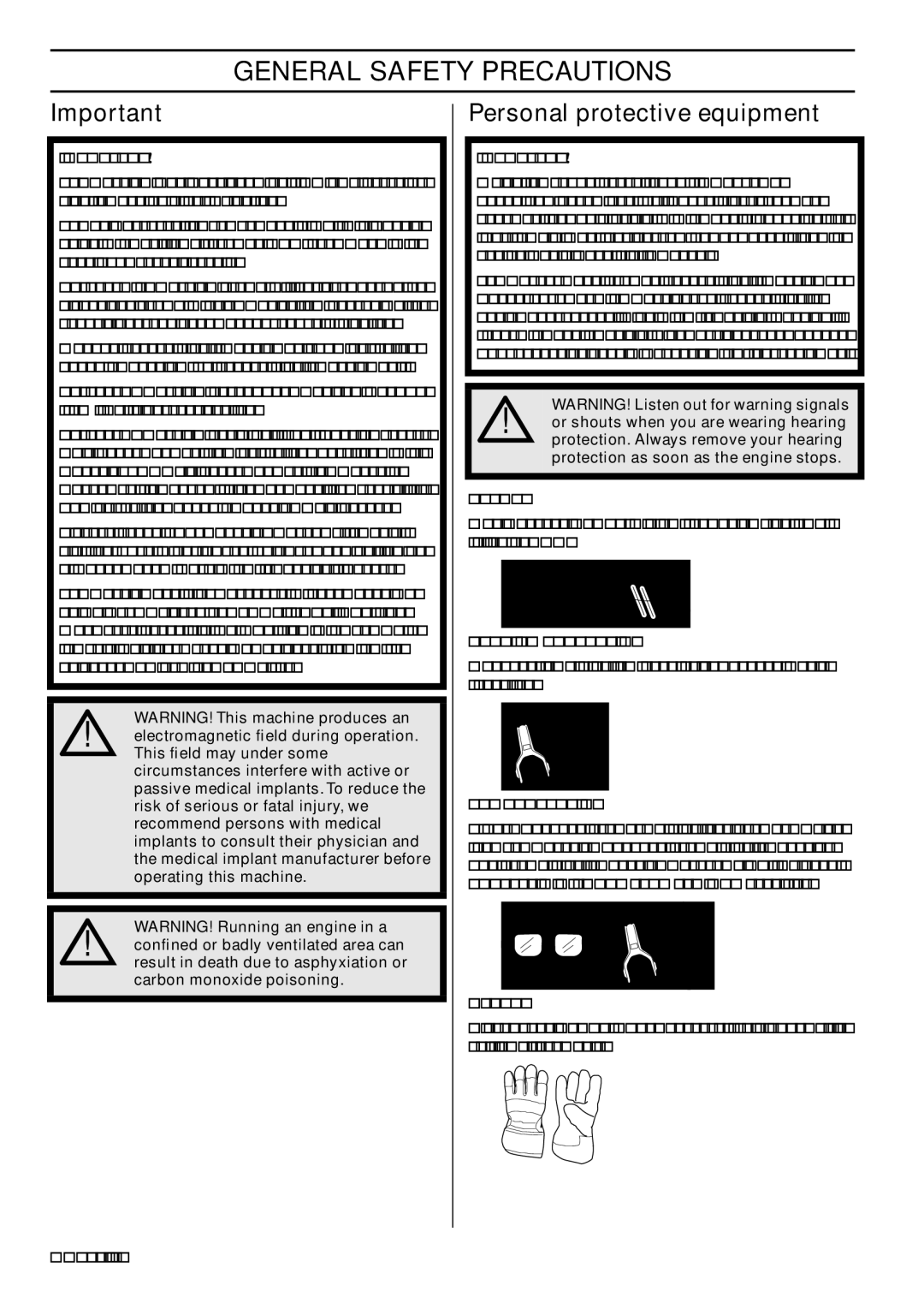 Husqvarna CC2145, FC2145W, FC2145S, BC2145 manual General Safety Precautions, Personal protective equipment 