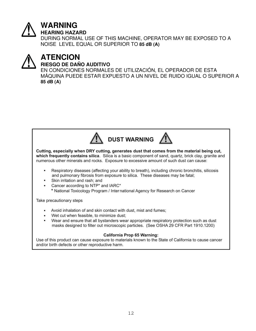 Husqvarna FS 3800, FS 6500 manual Hearing Hazard, Riesgo DE Daño Auditivo, DB a 