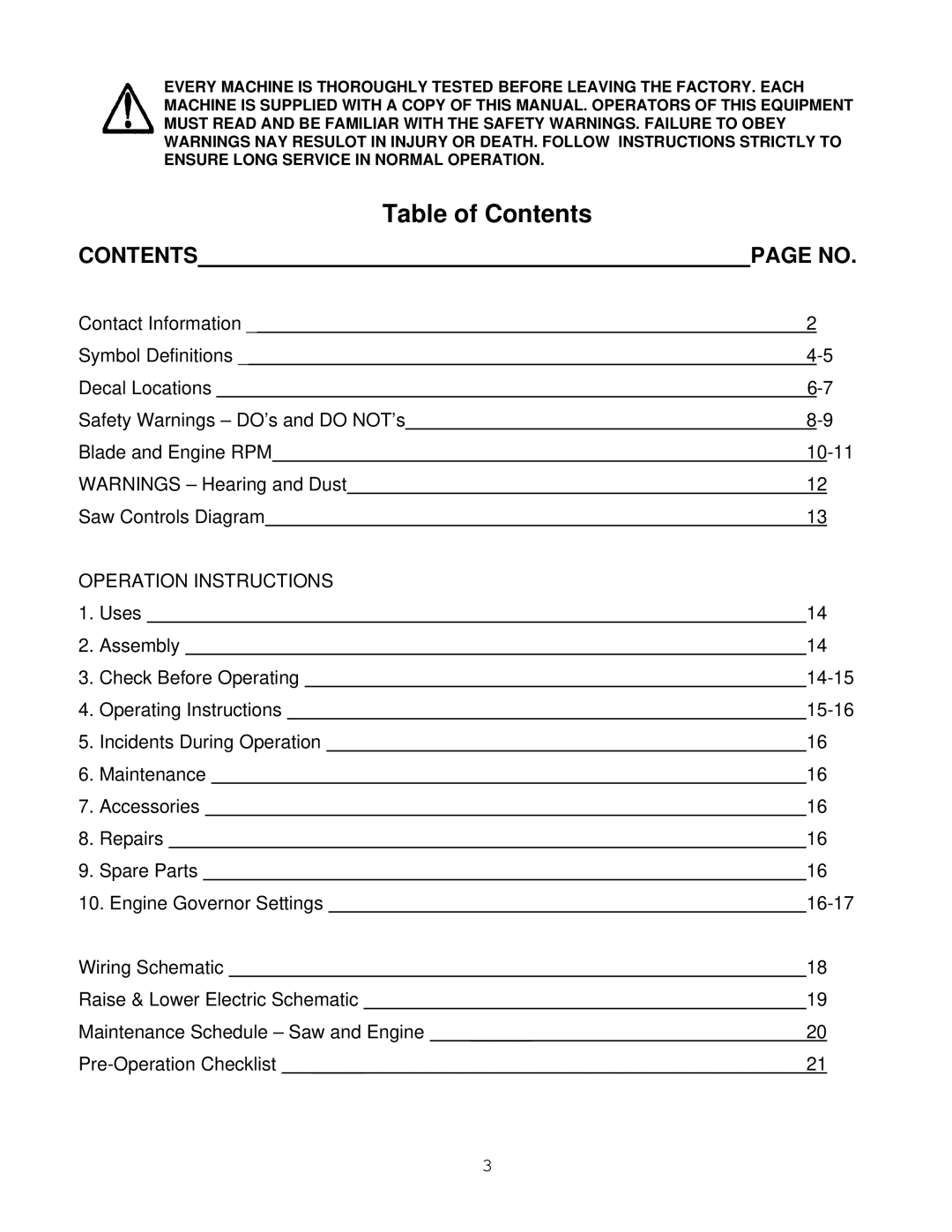 Husqvarna FS 6500, FS 3800 manual Table of Contents 