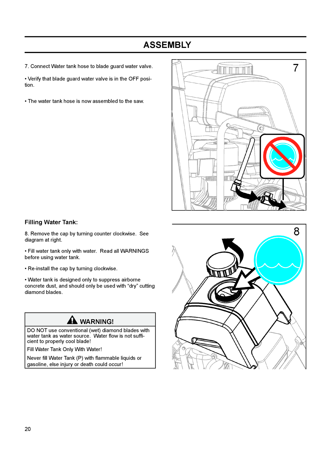 Husqvarna FS 413 manual Filling Water Tank 