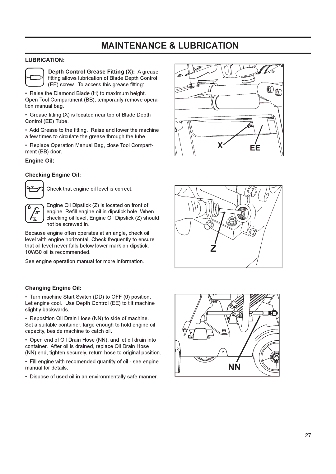 Husqvarna FS 413 manual Engine Oil Checking Engine Oil, Changing Engine Oil 