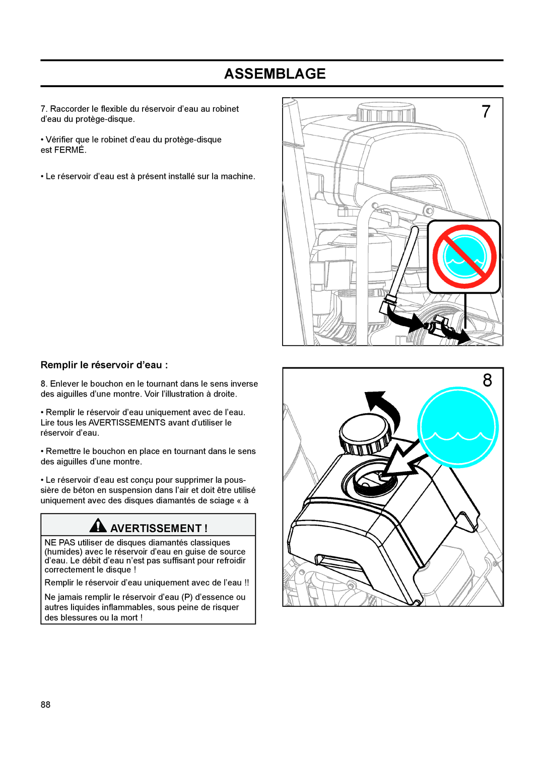 Husqvarna FS 413 manual Remplir le réservoir d’eau 