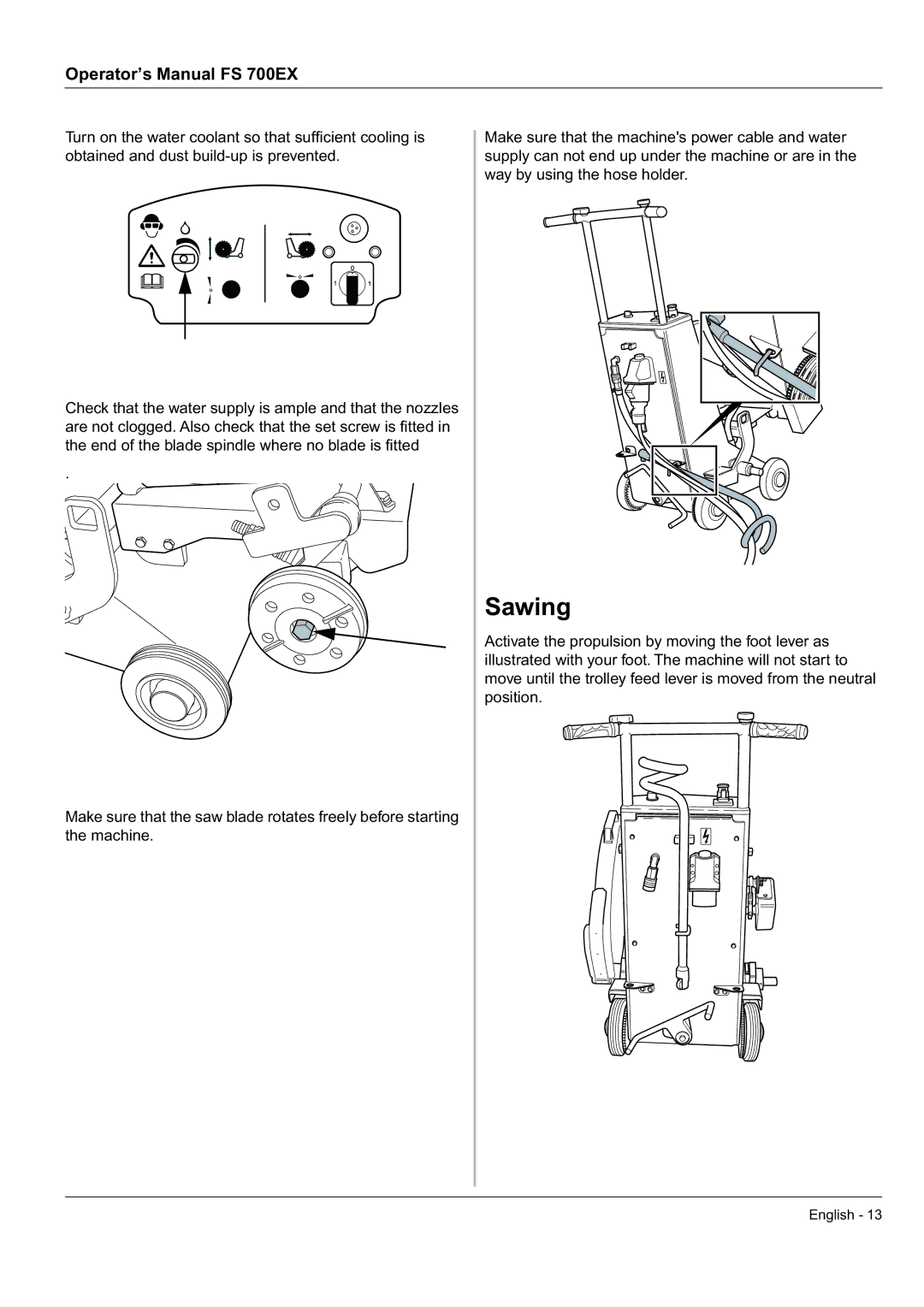 Husqvarna FS 700 EX manual Sawing 