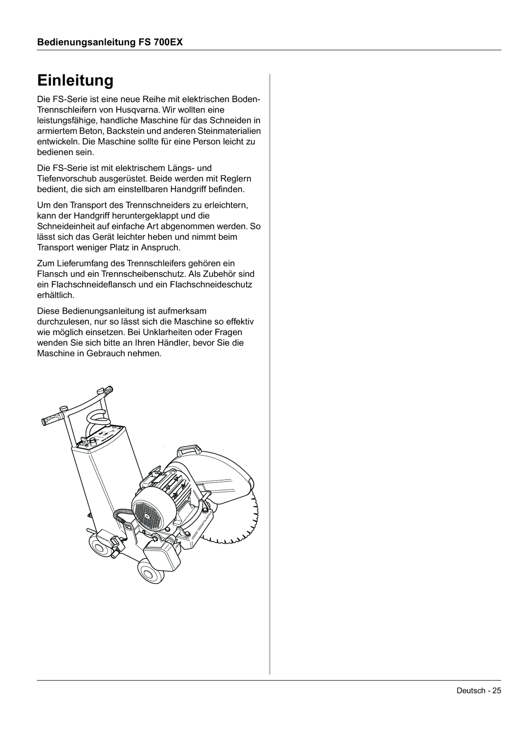 Husqvarna FS 700 EX manual Einleitung 