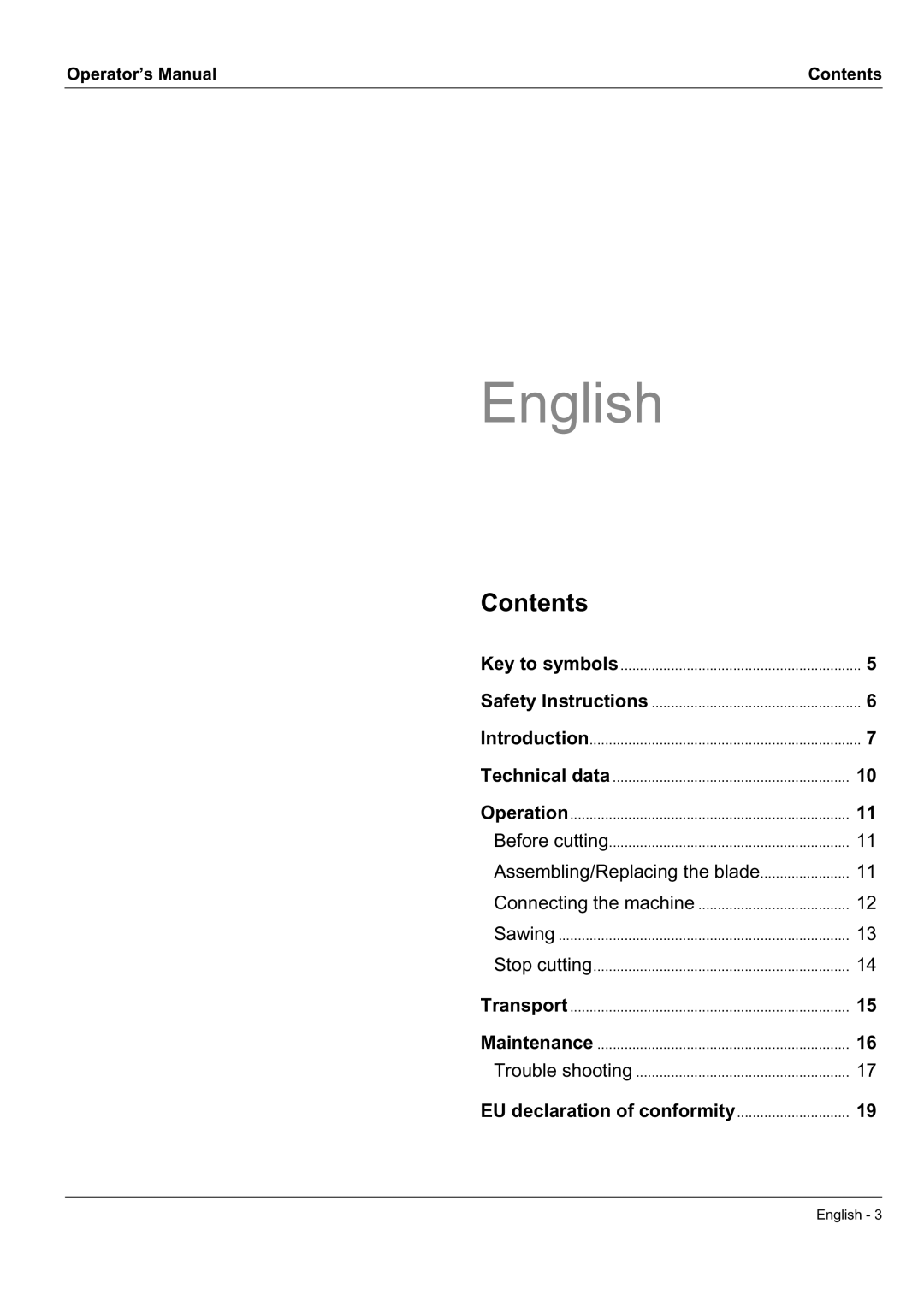 Husqvarna FS 700 EX manual English, Contents 