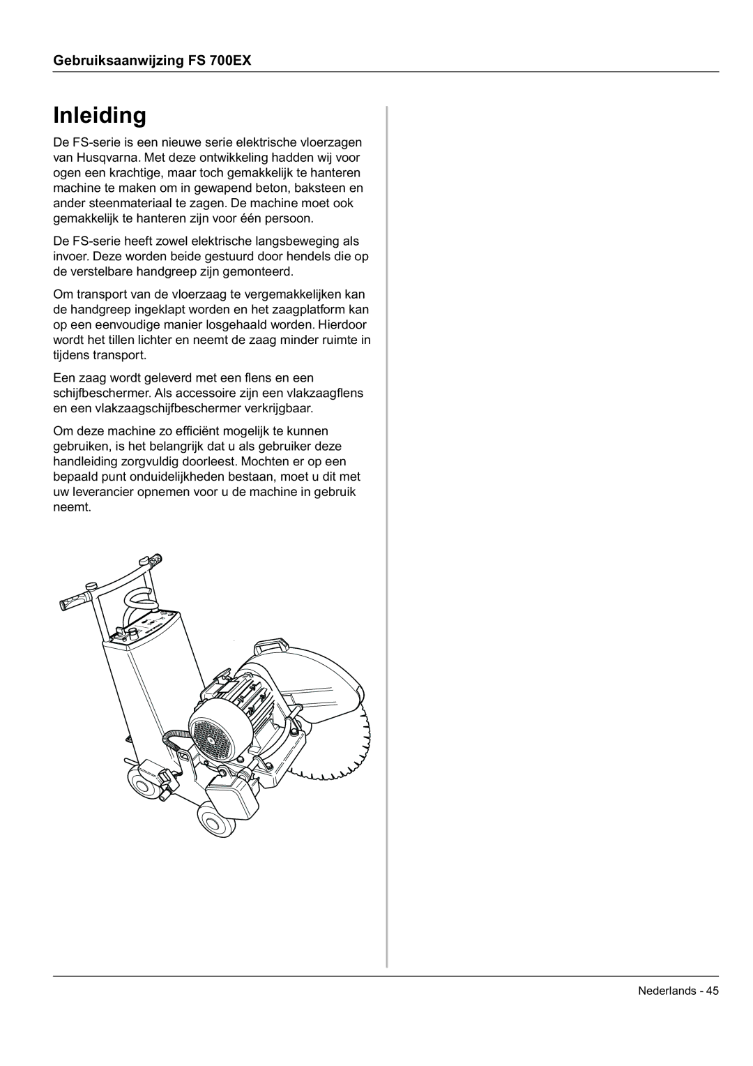 Husqvarna FS 700 EX manual Inleiding 