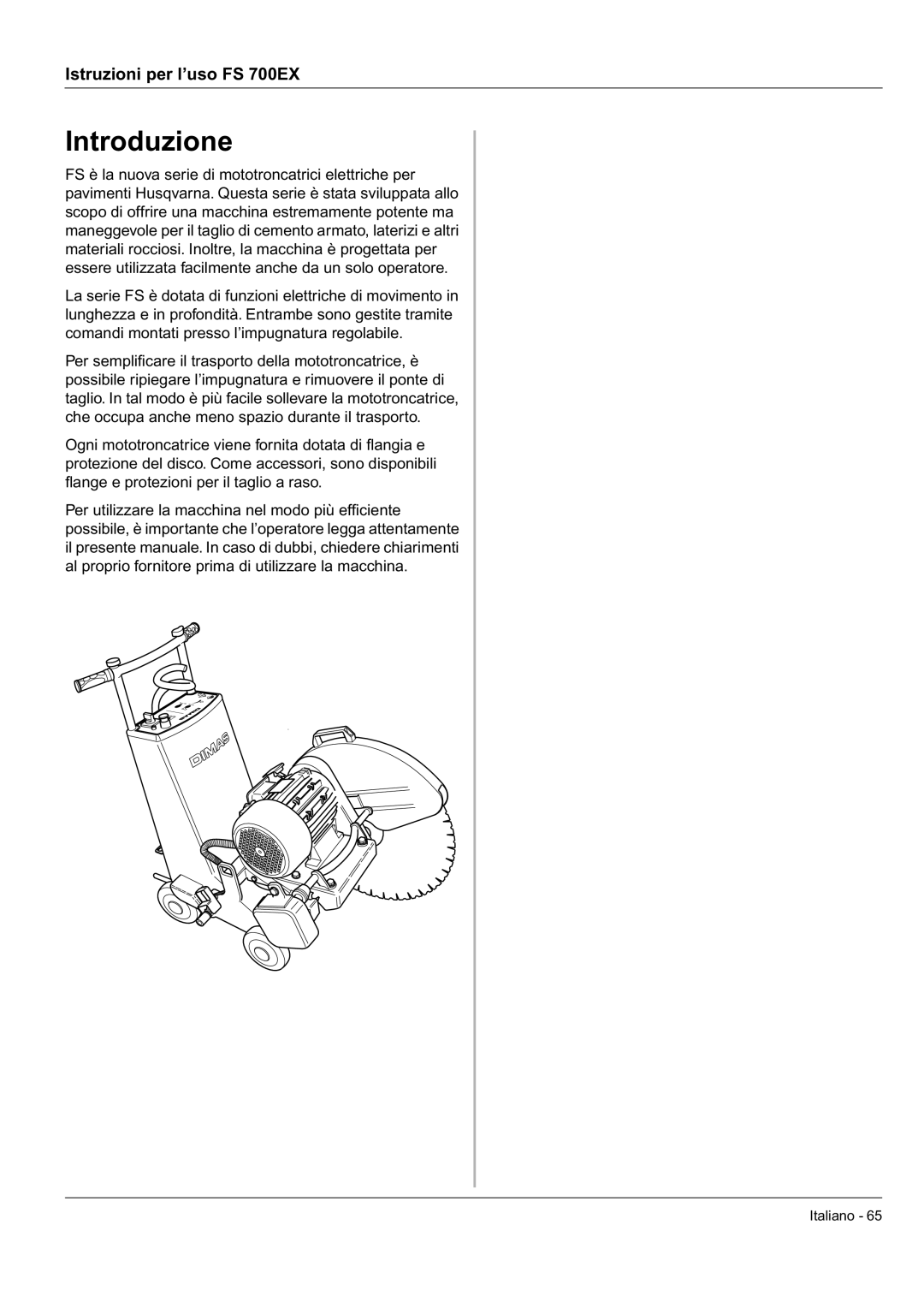 Husqvarna FS 700 EX manual Introduzione 