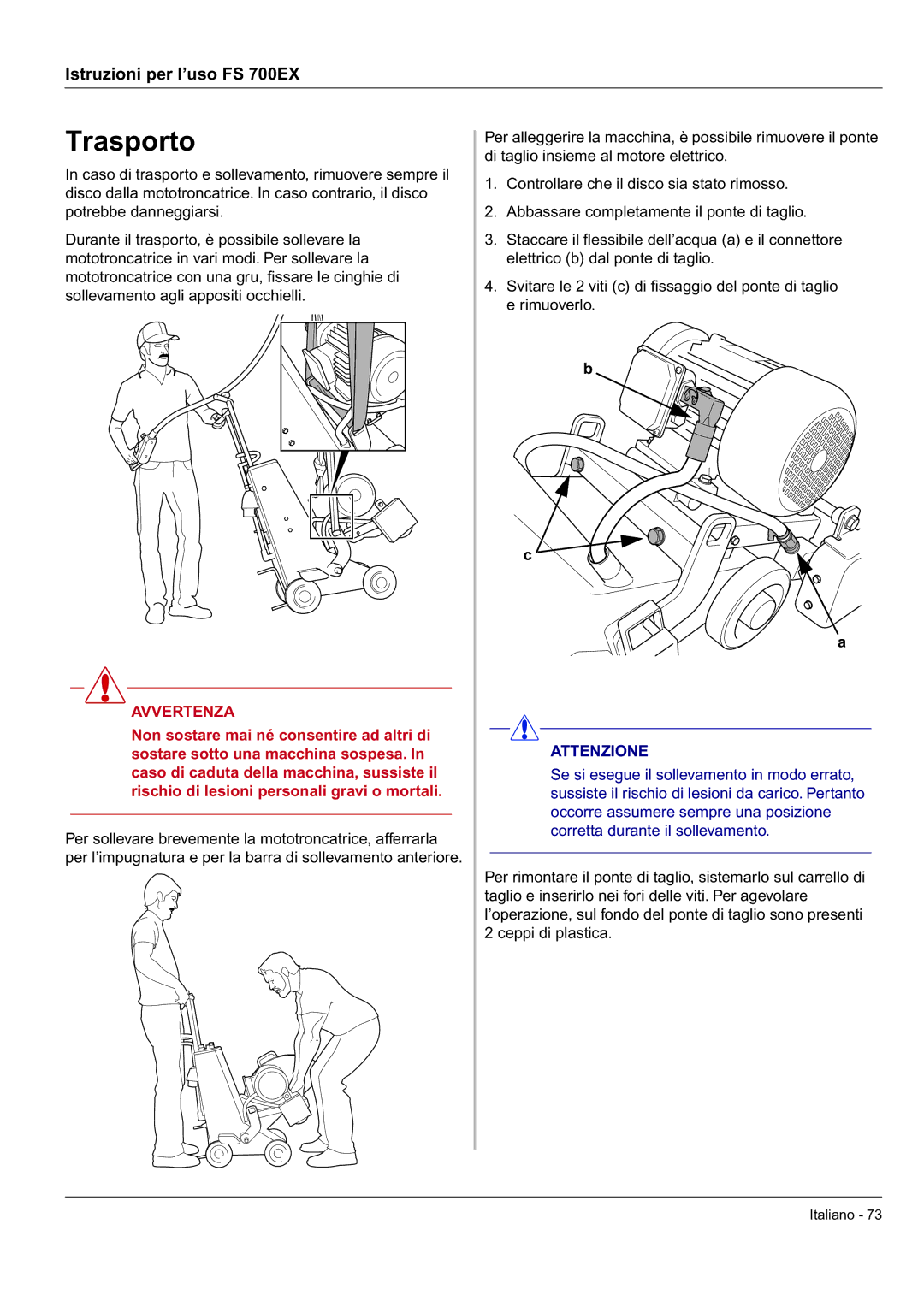 Husqvarna FS 700 EX manual Trasporto 