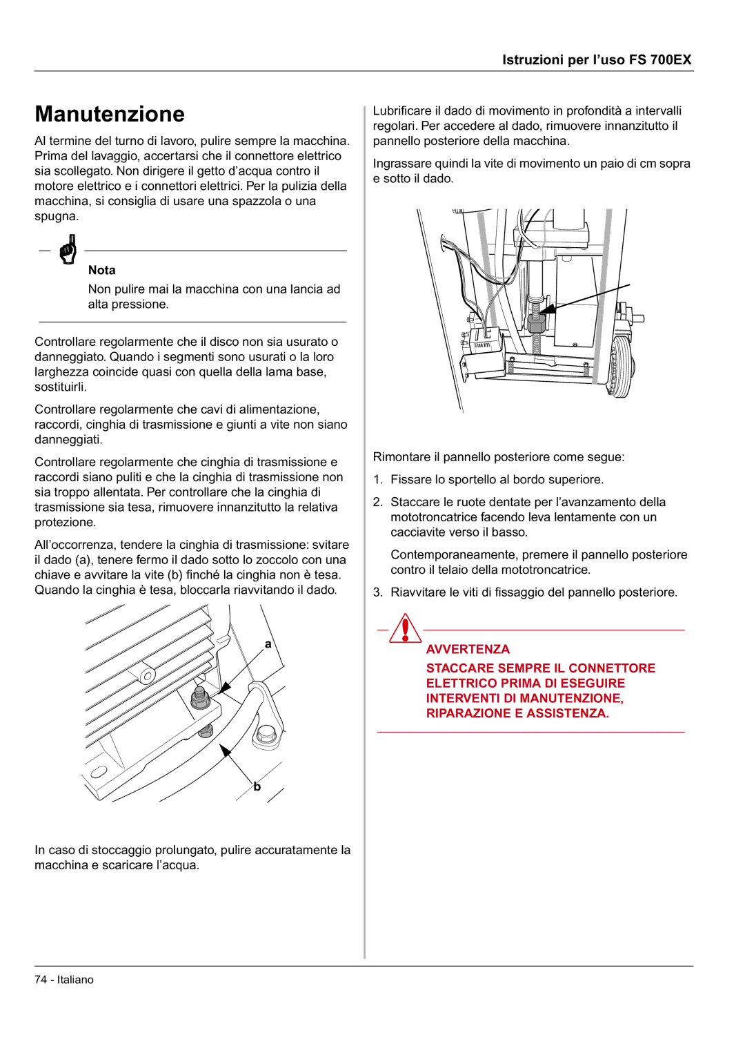 Husqvarna FS 700 EX manual Manutenzione, Nota 