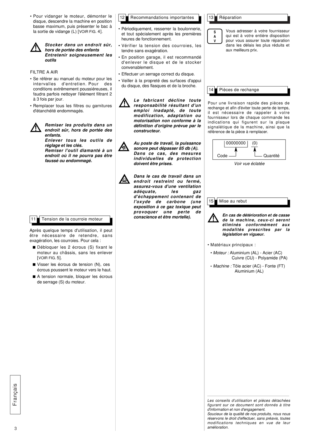 Husqvarna FS309, FS 305 manuel dutilisation Filtre a AIR, Enlever tous les outils de réglage et les clés, Voir vue éclatée 