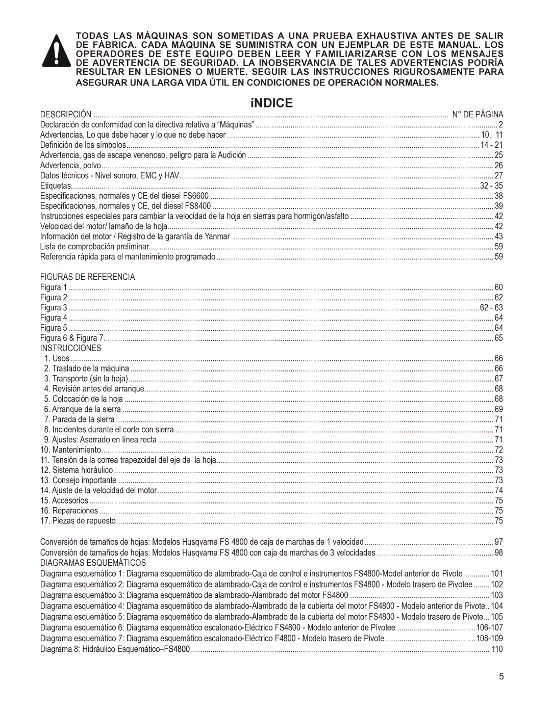 Husqvarna FS4800D manuel dutilisation DE Página, Instrucciones, Diagramas Esquemáticos 